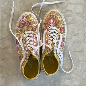 Vans Orange and Yellow Floral Sneakers